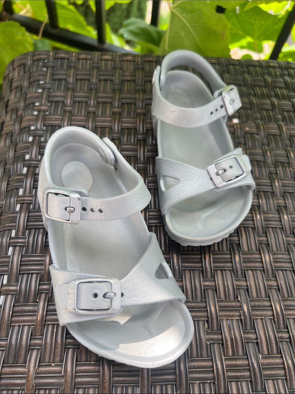 Birkenstock Kids Double Buckle Sandals in Light Gray